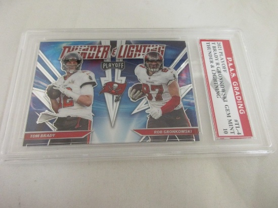 Tom Brady Rob Gronkowski Bucs 2021 Playoff Thunder & Lightning #TL-4 graded PAAS Gem Mint 10