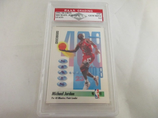 Michael Jordan Bulls 1991 Skybox Stats #307 graded PAAS Gem Mint 9.5