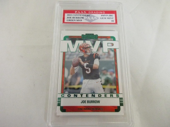 Joe Burrow Bengals 2022 Contenders Green MVP #MVP-JBU graded PAAS Gem Mint 10