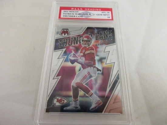Patrick Mahomes II Chiefs 2022 Mosaic Thunder Lane #TL-20 graded PAAS Gem Mint 10