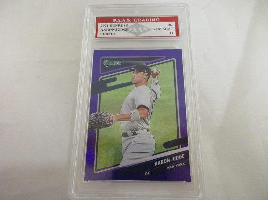 Aaron Judge Yankees 2021 Donruss Purple #182 graded PAAS Gem Mint 10