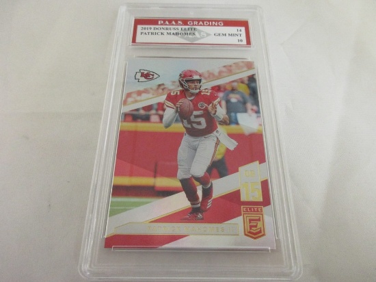 Patrick Mahomes II Chiefs 2019 Donruss Elite #14 graded PAAS Gem Mint 10
