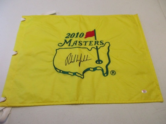 Phil Mickelson signed autographed 2010 Masters pin flag PAAS COA 870