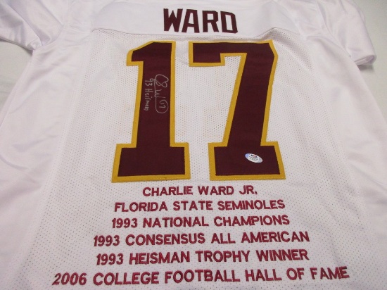 Charlie Ward of the Florida State signed autographed football jersey PSA Sticker 207