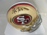 Christian McCaffrey of the San Francisco 49ers signed autographed mini football helmet PAAS COA 292