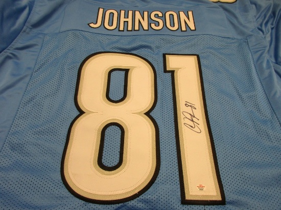 Calvin Johnson of the Detroit Lions signed autographed football jersey PAAS COA 093