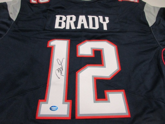Tom Brady of the New England Patriots signed autographed football jersey TAA COA 004