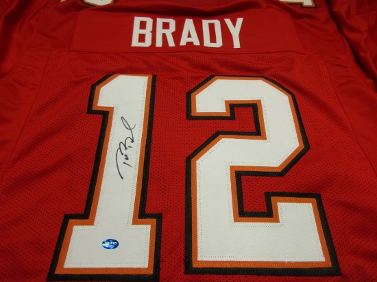 Tom Brady of the Tampa Bay Buccaneers signed autographed football jersey TAA COA 781