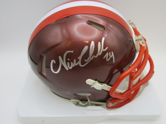 Nick Chubb of the Cleveland Browns signed autographed mini football helmet PAAS COA 740