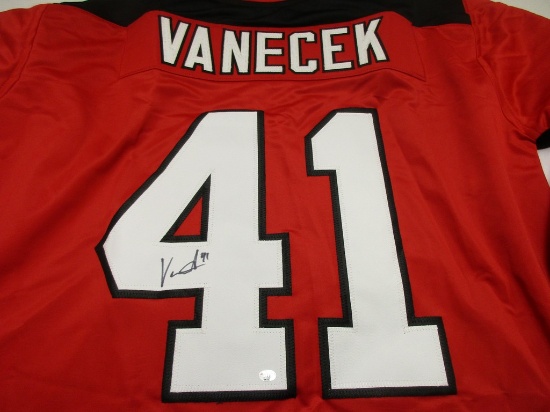 Vitek Vanecek of the New Jersey Devils signed autographed hockey jersey PAAS COA 117