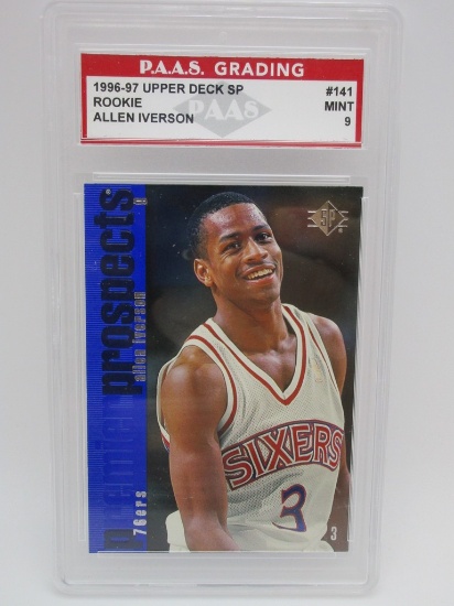 Allen Iverson Philadelphia 76ers 1996-97 Upper Deck SP ROOKIE #141 graded PAAS Mint 9