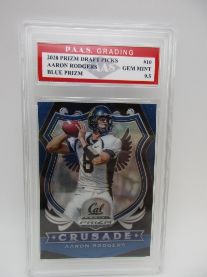 Aaron Rodgers 2020 Prizm Draft Picks Blue Prizm #10 graded PAAS Gem Mint 9.5