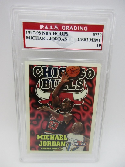 Michael Jordan Bulls 1997-98 NBA Hoops #220 graded PAAS Gem Mint 10