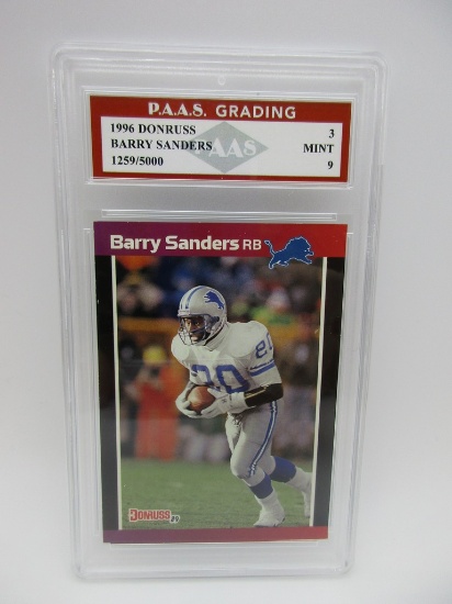 Barry Sanders Lions 1996 Donruss 1259/5000 #3 graded PAAS Mint 9