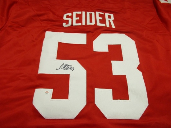 Moritz Seider of the Detroit Red Wings signed autographed hockey jersey PAAS COA 945