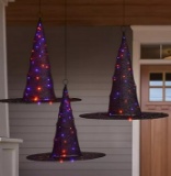 Pre-Lit Witch Hats, Set of 3