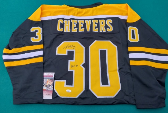 Jerry Cheeers - Boston Bruins - Signed Jersey - COA by JSA - HOF 85