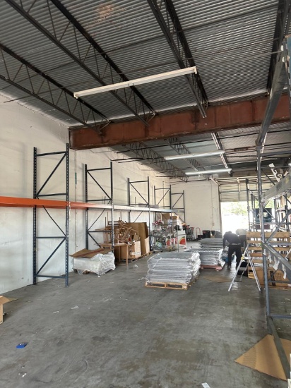 Single Lot of Pallet Racking - Includes (8) 12' Uprights, (6) 12' Beams, (8) Orange 8' Bea