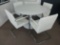 Callagarars Balance Table 48 in Round White w 4 White/chrome Quitted Back Armchairs