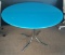 42 in Blue Glasstop with chrome base table