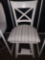 Amisco Counter Swivel Chair in White and stripe fabric