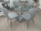 Elite Modern table 42 in Round Attached  Glasstop Table and 4 Chairs Black and Grey