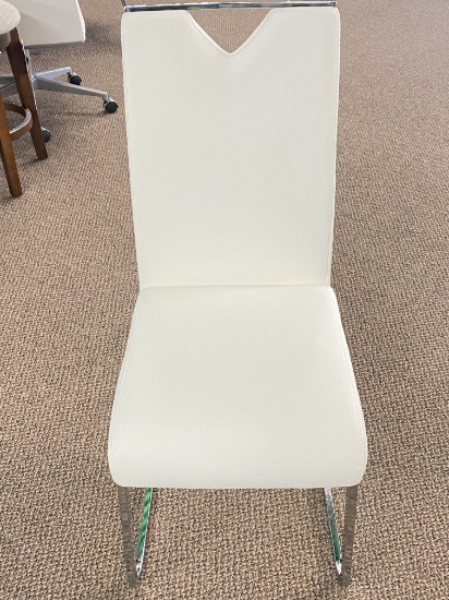 White Leather Dana Chrome Body Sled Chairs