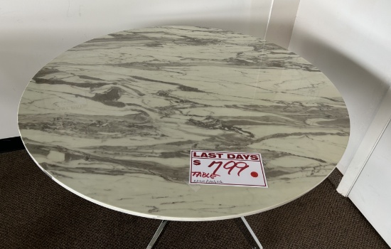45 inch Round Faux Marble Dining Table with Polished Chrome Base