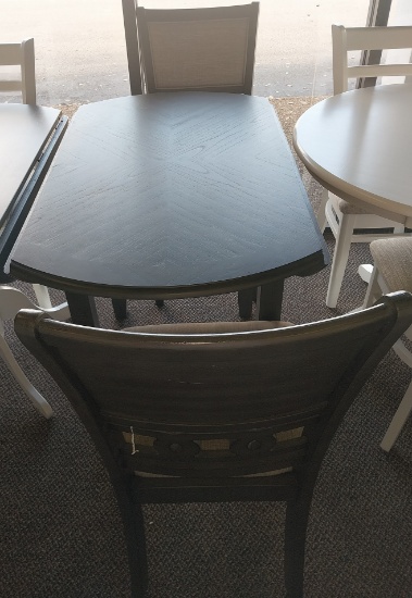 42 in Round Grey Dropleaf table and 2 Grey Chairs