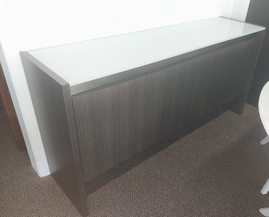 Trica 3 Door White Glasstop Buffet - 62.5 x 16x 30.5