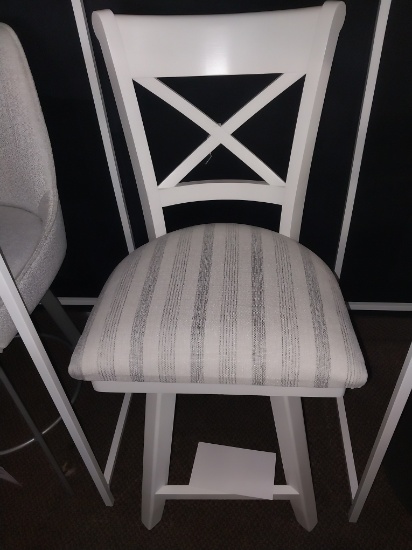 Amisco Counter Swivel Chair in White and stripe fabric