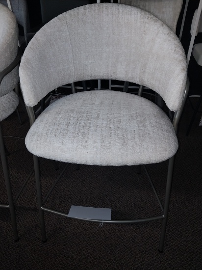 Barstool with Fabric and metal legs -white and grey