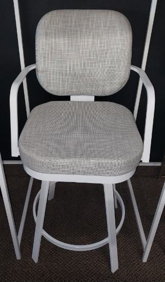 White and Grey Swivel Barstool with arms