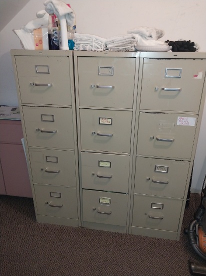 (5) 4 Drawer metal file cabinet and (1) 2 drawer