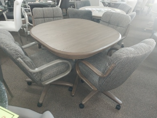 Smoke Finished Chromcraft castered set with swivel tilt armchairs -42 in Square/Round Extentsion top
