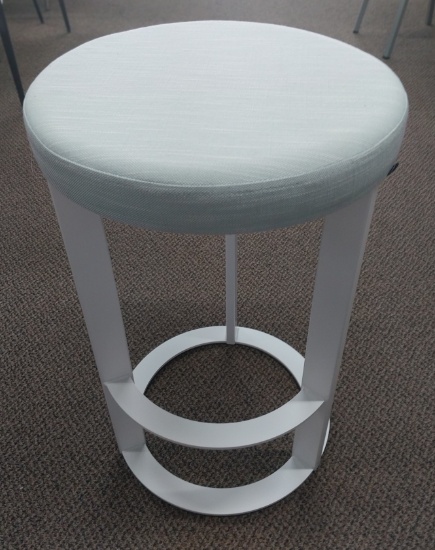 Amisco Welded Steel Frame Counter stool with Powdered blue Seat- 26.5 H