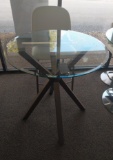 3 Pc Pub Set - Glasstop and Metal Base - Counter Height - Amisco - Off white and sugar bronze barsto