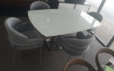 Expandable white Glass top with Chrome base Chintaly - Armen Living chair - Velvet and Stainless - 3