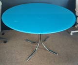 42 in Blue Glasstop with chrome base table