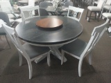 Canadel Rustic Solid Birch Grey and Antique White Table, 4 chairs - 2 different style