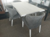 Live edge Solid Birch table with Chrome base and 4 chairs - 36 x 60 in table -Bermex