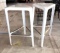 White Metal Bar Stools, Triangular Shaped with Foot Rail