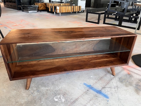 Wood TV Stand with Glass Shelf, 46" X 15"