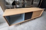 Modern TV Stand w/ Push Pin Closer on Door in Oak Finishm, 19