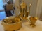 Pickard Gold-Plated Teapot, Covered Dish, Creamer