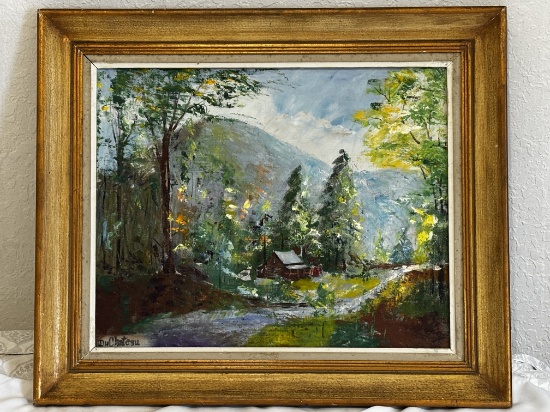 Forest Cabin Oil Painting by Du Chateau