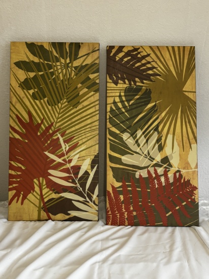 Set of Two Tropical Palm Leaf Canvas Prints