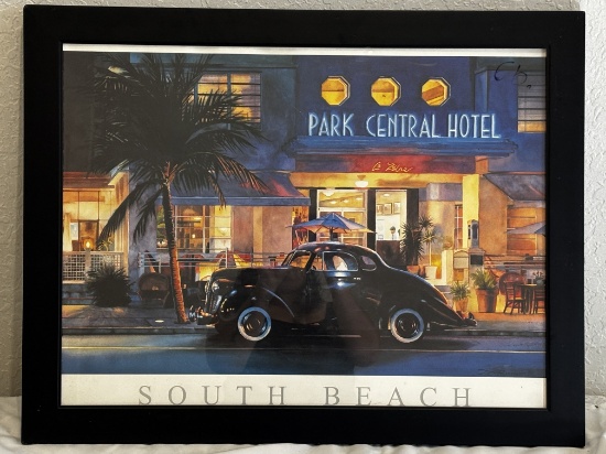 South Beach Night Scene in Framed Print