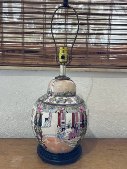 Hand-Painted Oriental Lamp with Intricate Designs