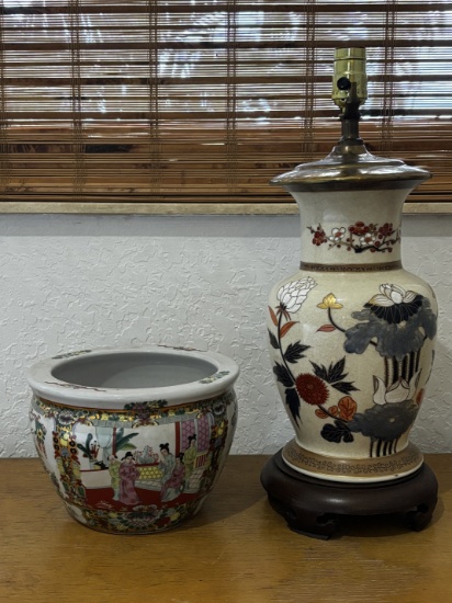 Japanese Decorative Planter and Lamp